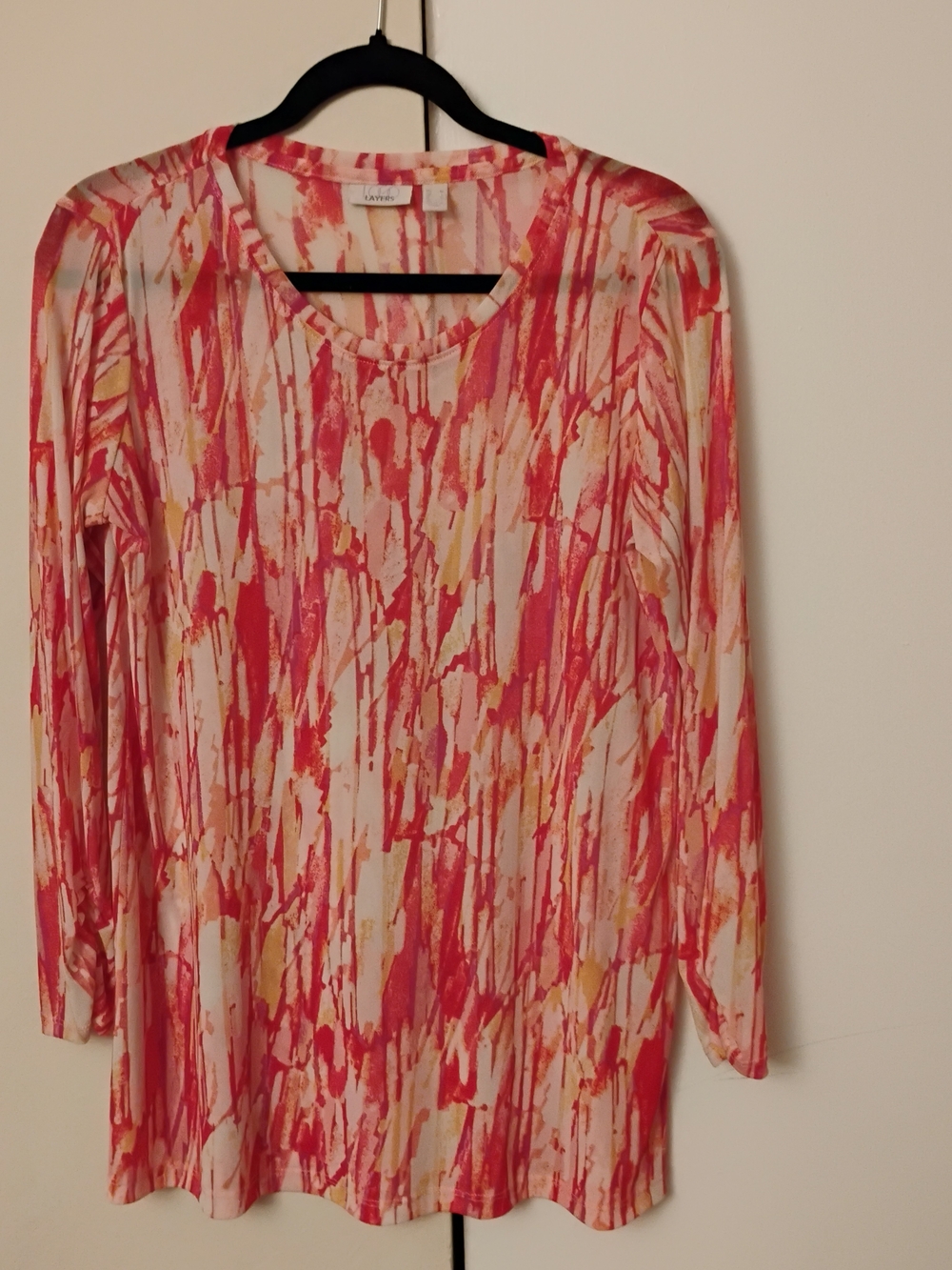 Danny & Nicole Pink Abstract Print Long-Sleeve Blouse